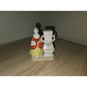 Vintage Occupied Japan Porcelain Hand Painted Man Lady Victorian Figurine 3"